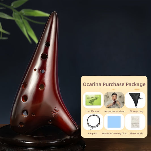 Ocarina 12 Hole Tones Alto C with Gift Wrapping Neck Cord Protective Cover Song Book Music Instrument Gift Idea For Beginner Musician