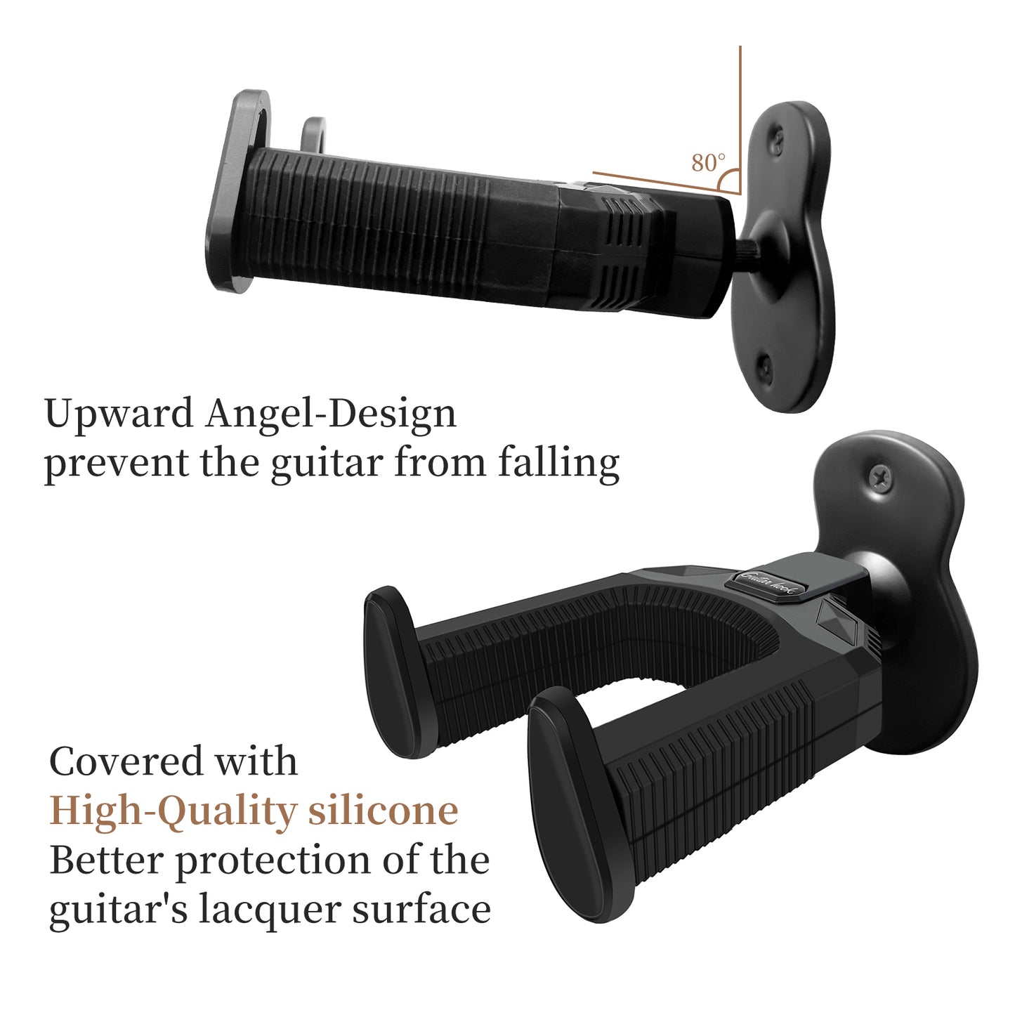 Guitar Wall Mount Hanger, Auto Lock Adjustable Guitar Hook Holder for Acoustic, Electric, Bass, Banjo and Mandolin, Gift for Guitar Player