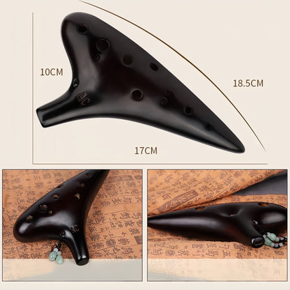 Ocarina 12 Hole Tones Alto C with Gift Wrapping Neck Cord Protective Cover Song Book Music Instrument Gift Idea For Beginner Musician