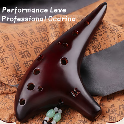 Ocarina 12 Hole Tones Alto C with Gift Wrapping Neck Cord Protective Cover Song Book Music Instrument Gift Idea For Beginner Musician