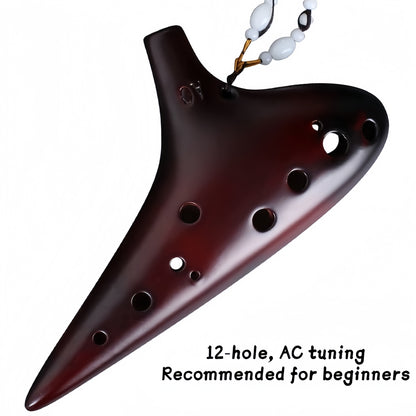 Ocarina 12 Hole Tones Alto C with Gift Wrapping Neck Cord Protective Cover Song Book Music Instrument Gift Idea For Beginner Musician