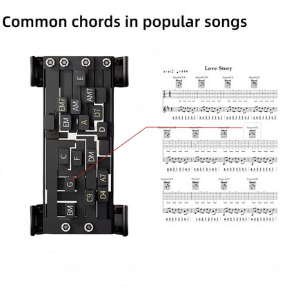 Guitar Chord Presser for Beginners, 16 Chords Presser Guitar Trainer for Guitar Starter Learning Tool, Aid Tool Accessories for Guitar Enthusiasts Beginners